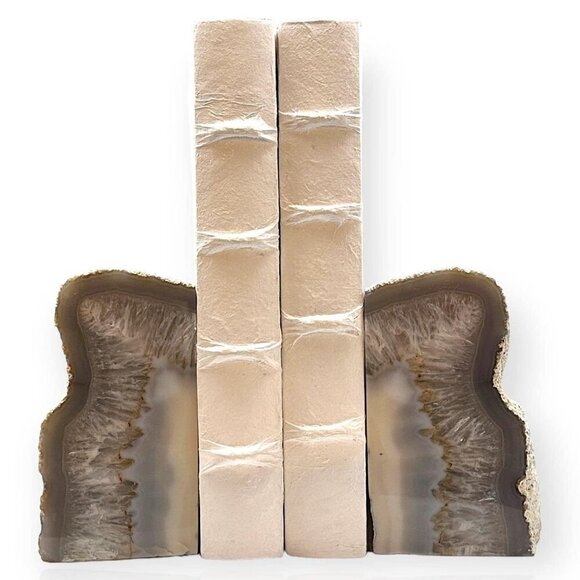 Agate Crystal Bookends Geode Center, Natural Stone, Bookshelf Decor (FM) - Picture 3 of 10